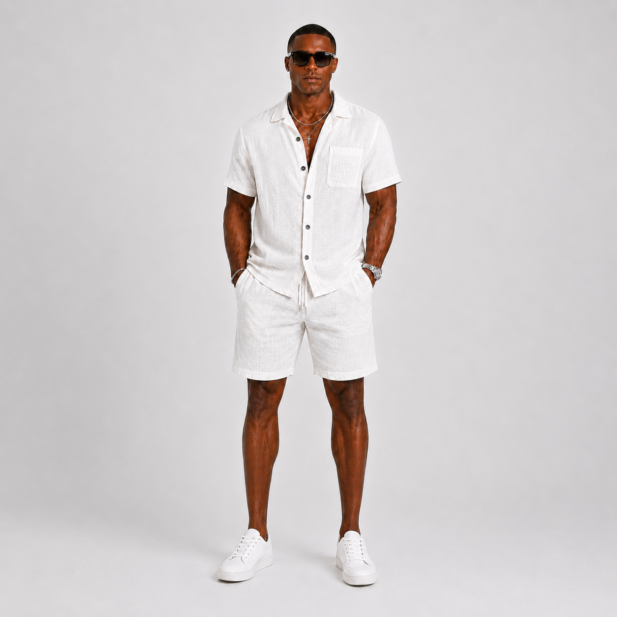 Linen Short Sleeve Shirt and Shorts Set for Men | Summer Co-ord