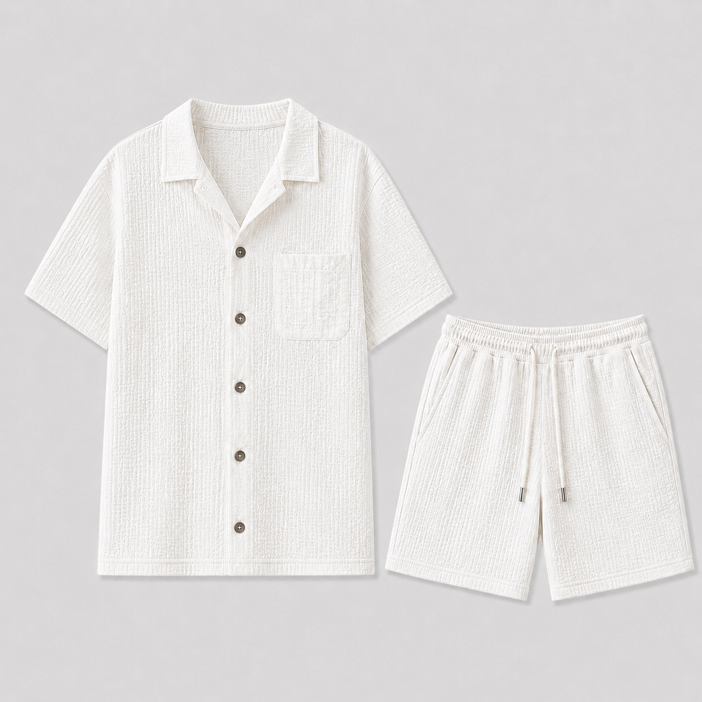 Linen Short Sleeve Shirt and Shorts Set for Men | Summer Co-ord