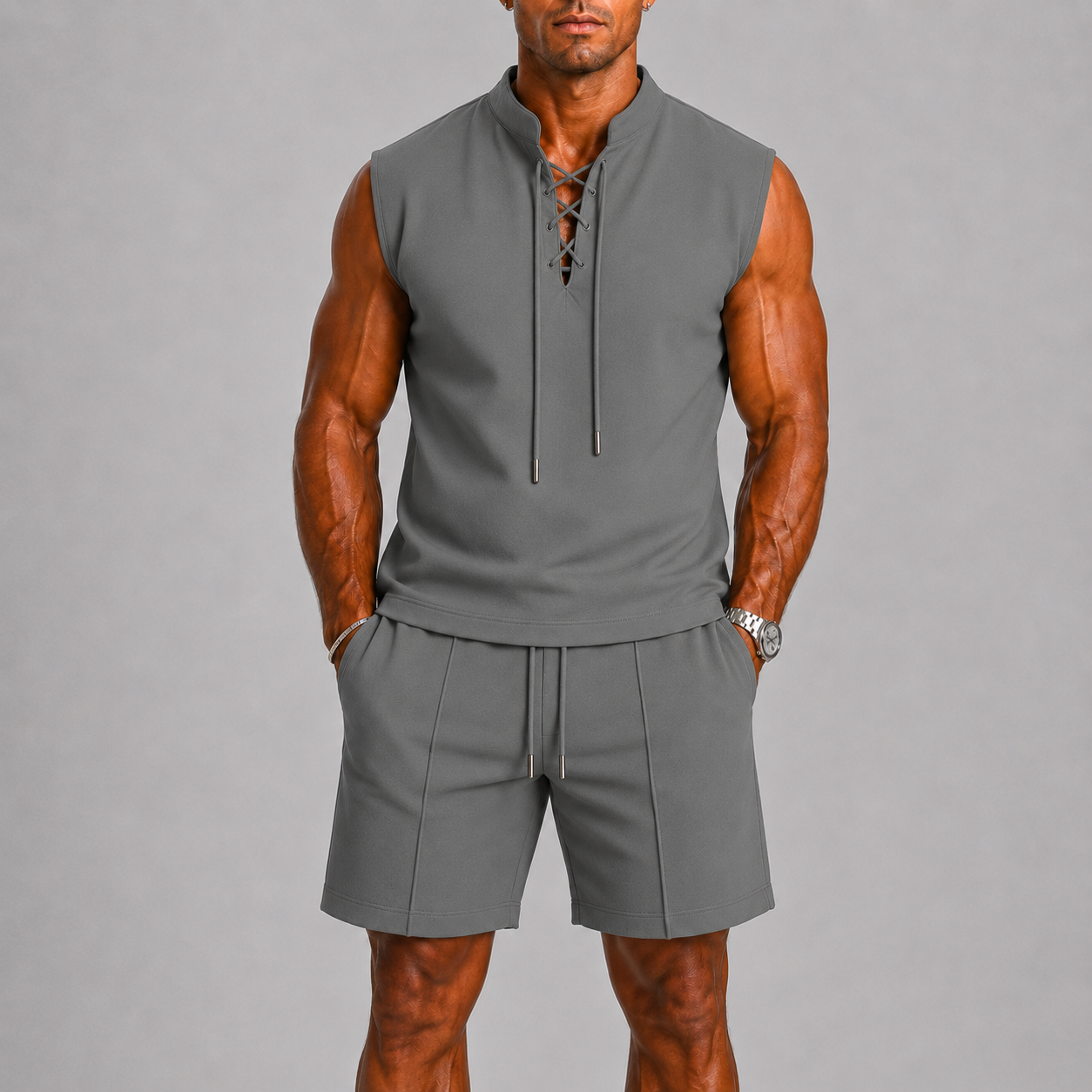 Men's Sleeveless Summer Set with Short Trousers for Men