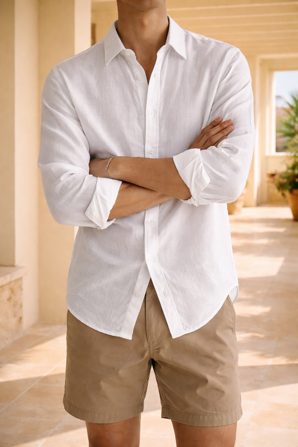 Navy Blue Linen Relaxed Fit Button Shirt for Men | Smart Casual