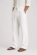 Linen Look Drawstring Fit Trousers for Men