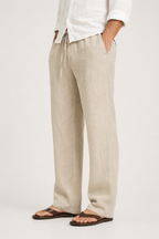 Linen Look Drawstring Fit Trousers for Men
