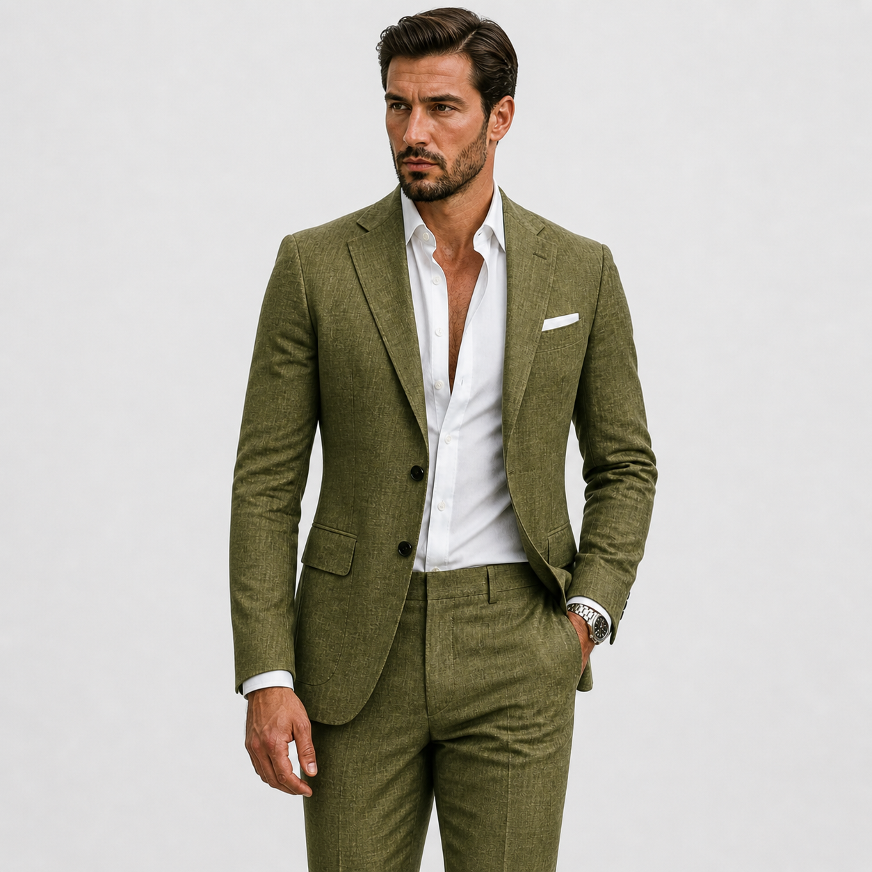 Linen Slim Fit Suit for Men | Summer Two-Piece Set
