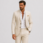 Linen Slim Fit Suit for Men | Summer Two-Piece Set