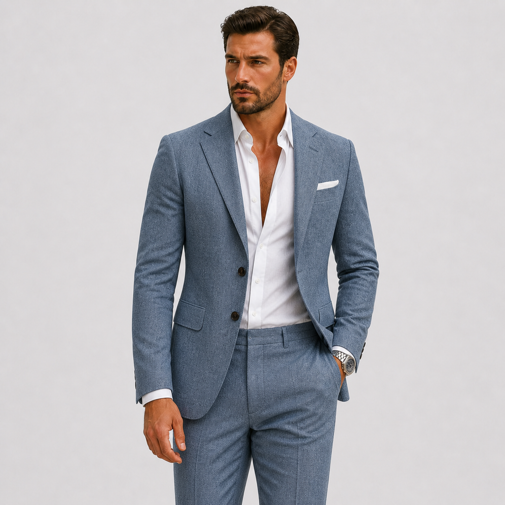 Linen Slim Fit Suit for Men | Summer Two-Piece Set