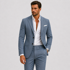 Linen Slim Fit Suit for Men | Summer Two-Piece Set
