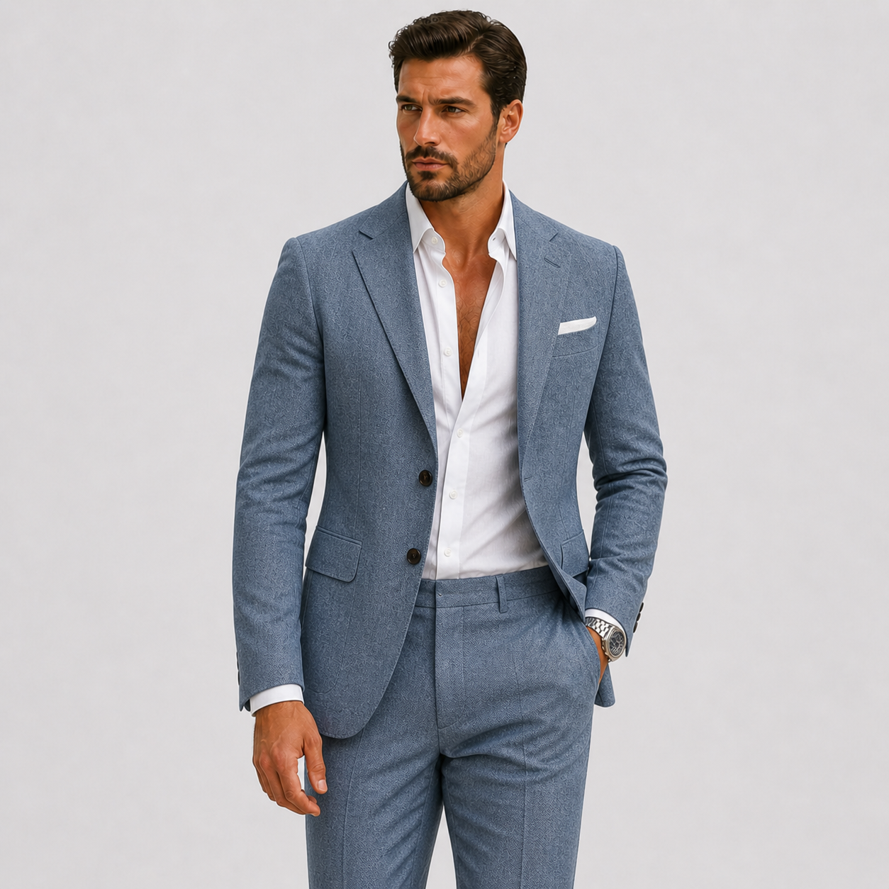 Linen Slim Fit Suit for Men | Summer Two-Piece Set
