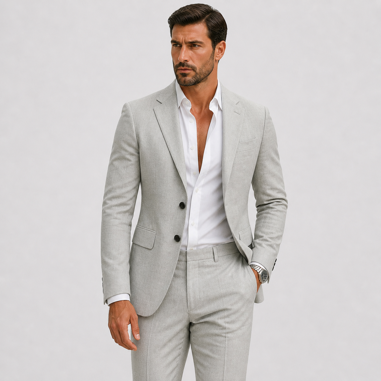 Linen Slim Fit Suit for Men | Summer Two-Piece Set
