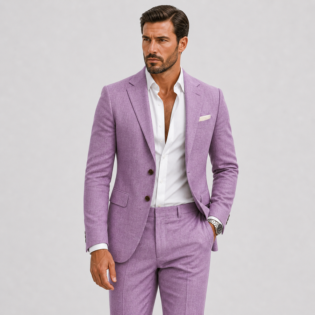 Linen Slim Fit Suit for Men | Summer Two-Piece Set