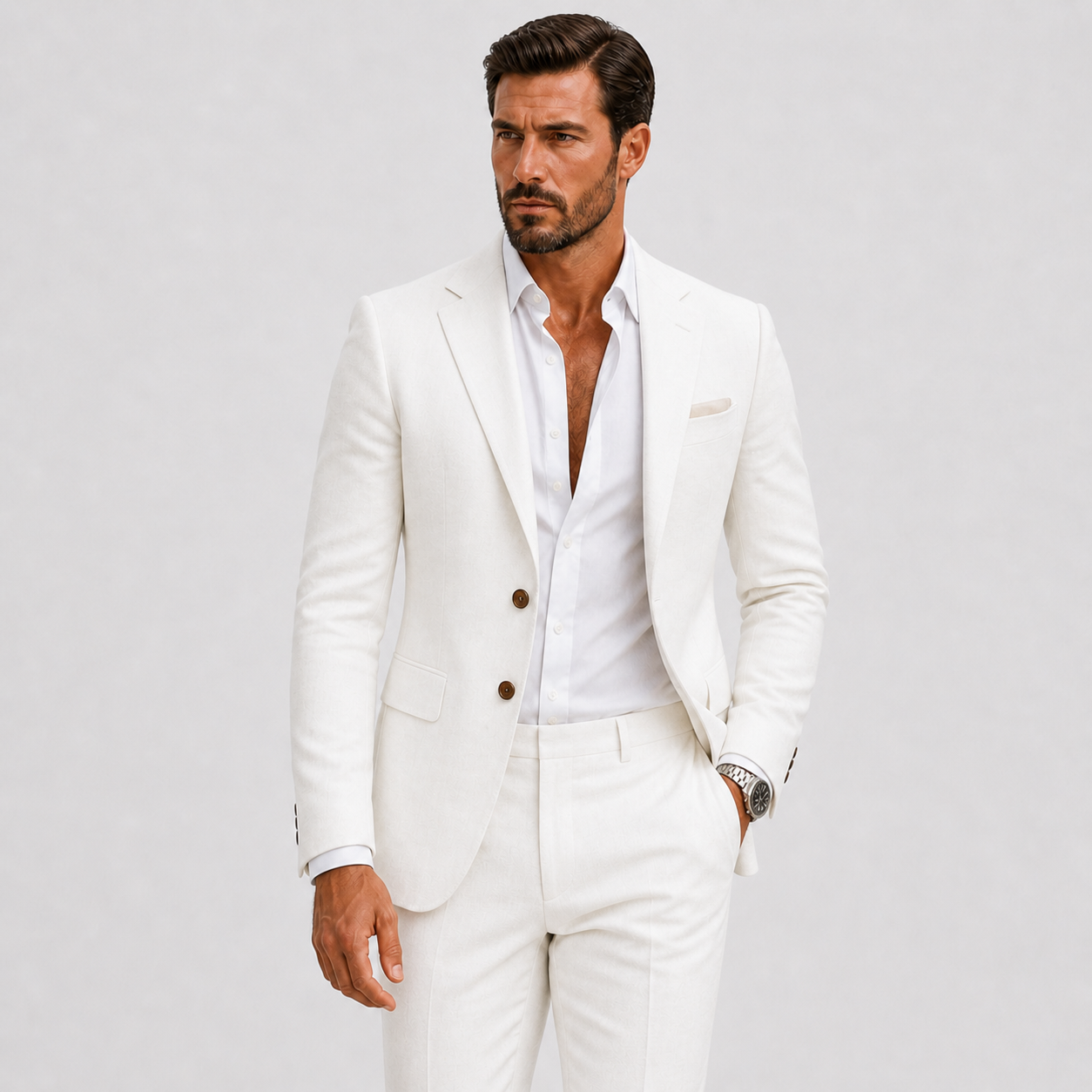 Linen Slim Fit Suit for Men | Summer Two-Piece Set