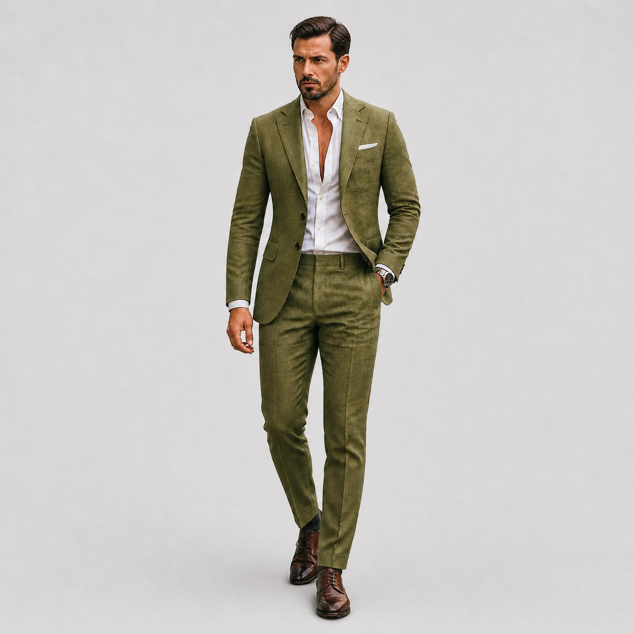 Linen Slim Fit Suit for Men | Summer Two-Piece Set