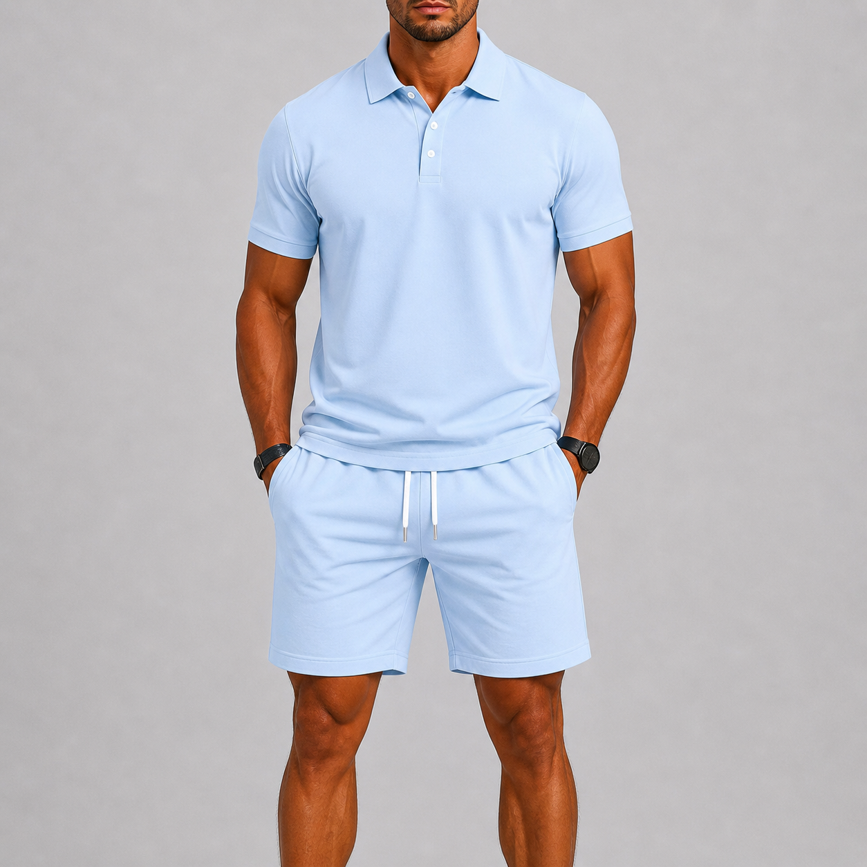 Lightweight Polo Shirt and Shorts Set for Men | Summer Sport