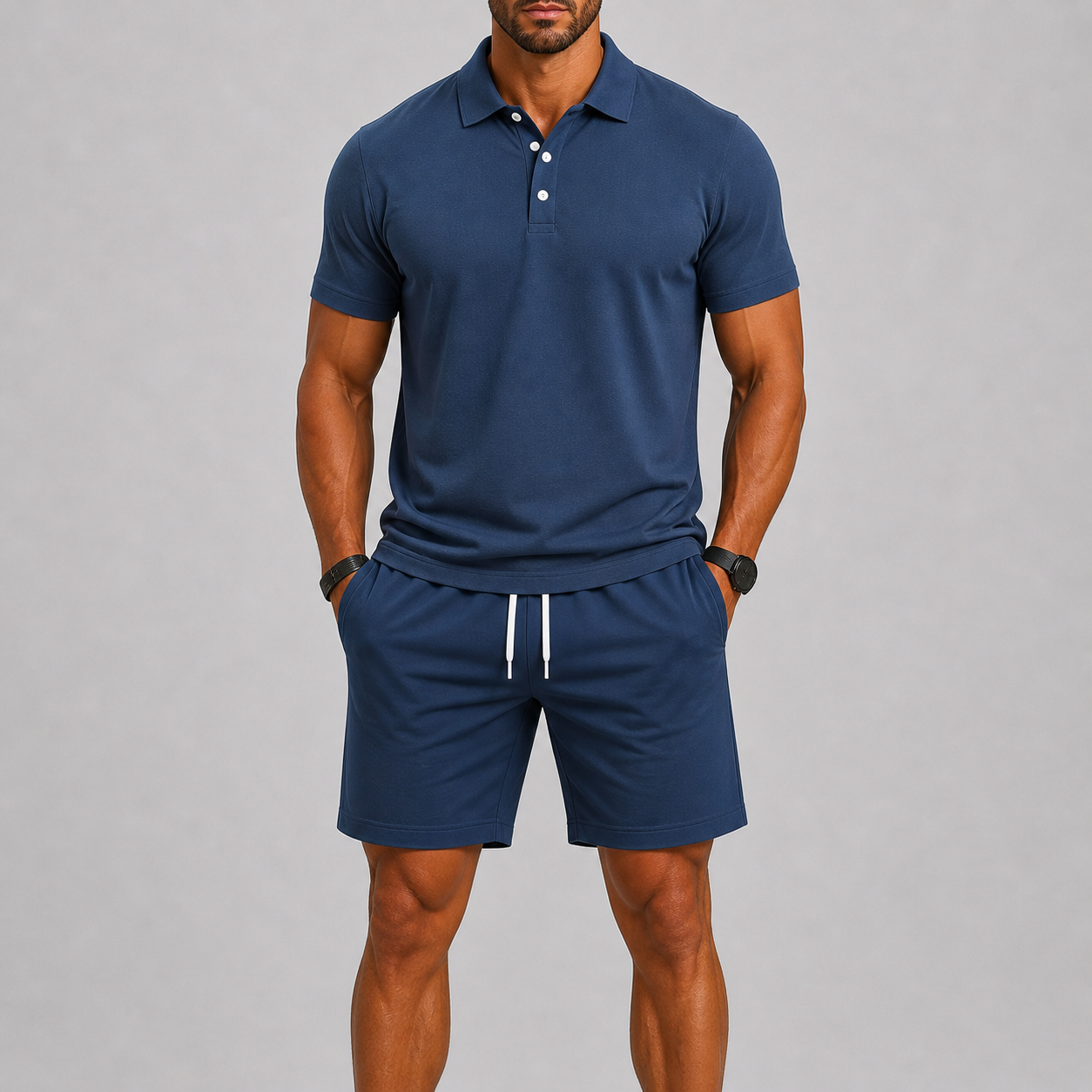 Lightweight Polo Shirt and Shorts Set for Men | Summer Sport
