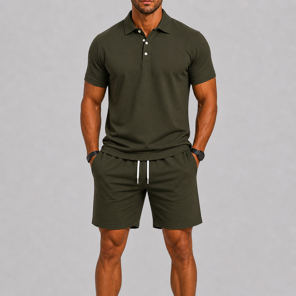 Lightweight Polo Shirt and Shorts Set for Men | Summer Sport
