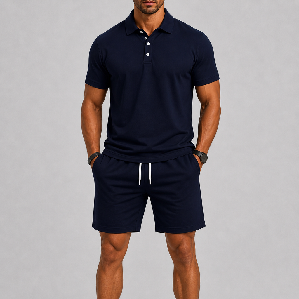 Lightweight Polo Shirt and Shorts Set for Men | Summer Sport
