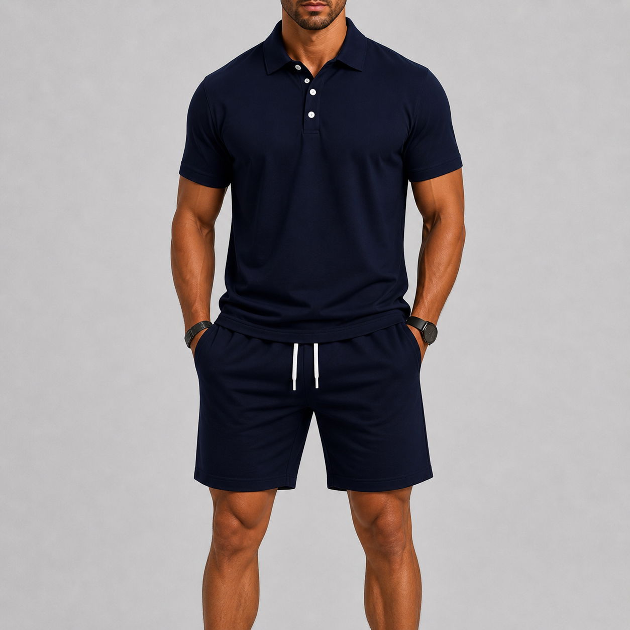 Lightweight Polo Shirt and Shorts Set for Men | Summer Sport