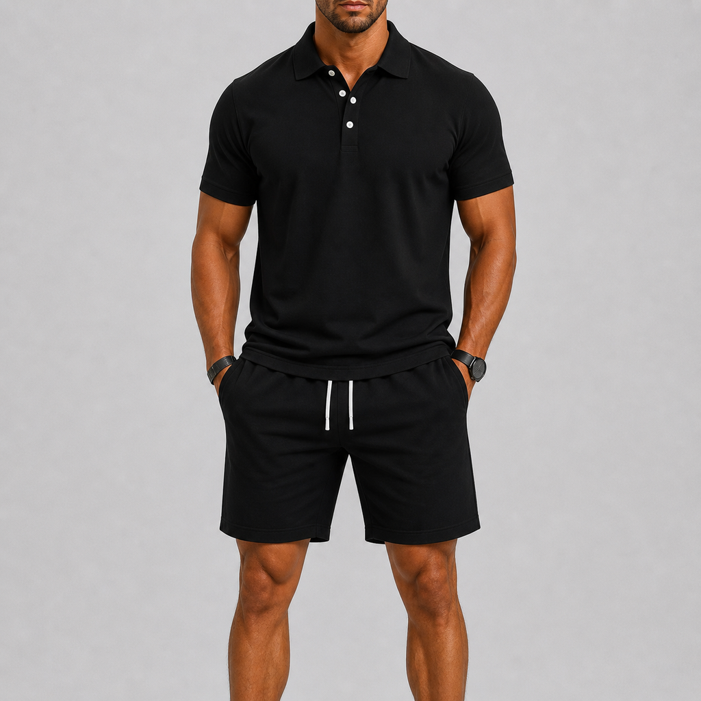 Lightweight Polo Shirt and Shorts Set for Men | Summer Sport