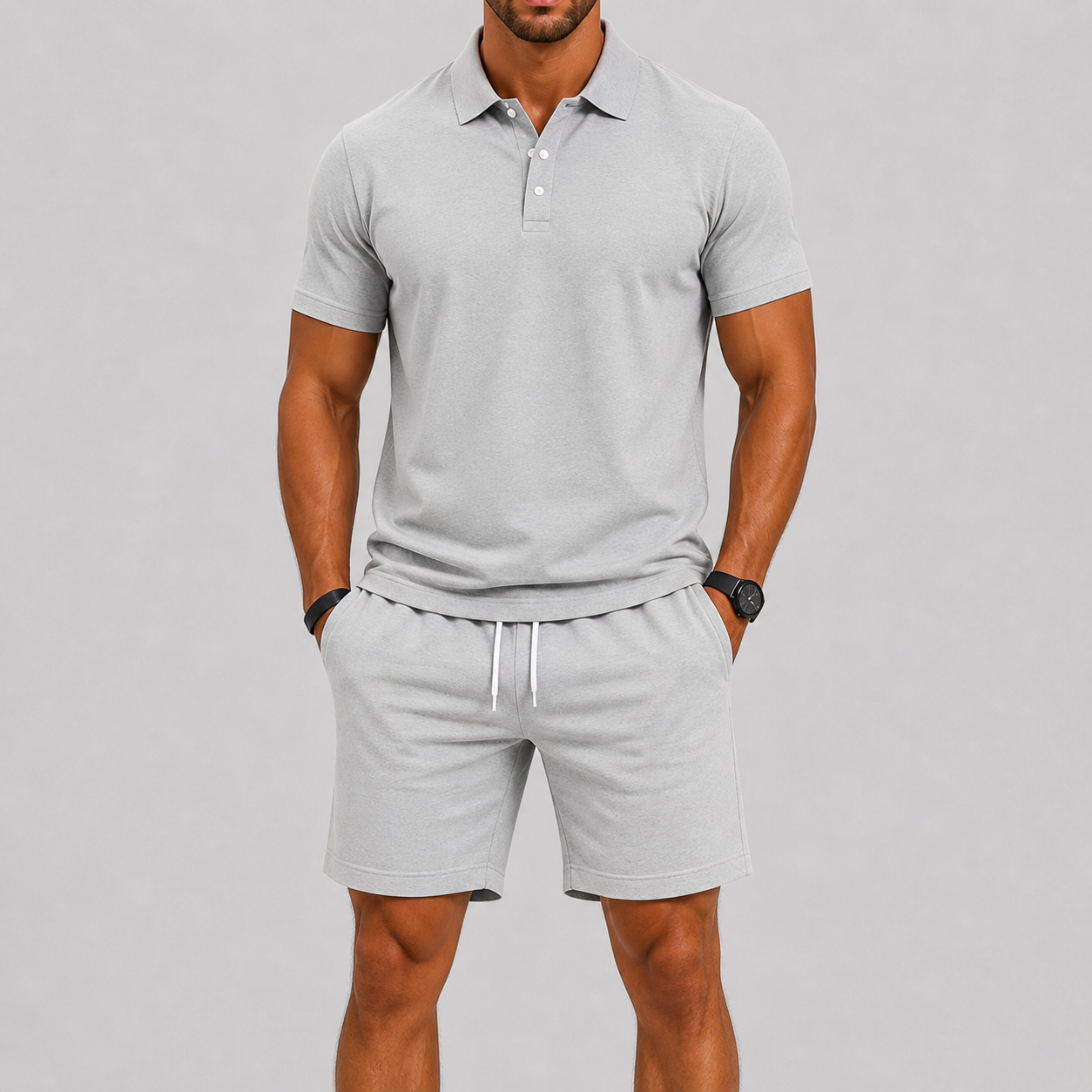 Lightweight Polo Shirt and Shorts Set for Men | Summer Sport