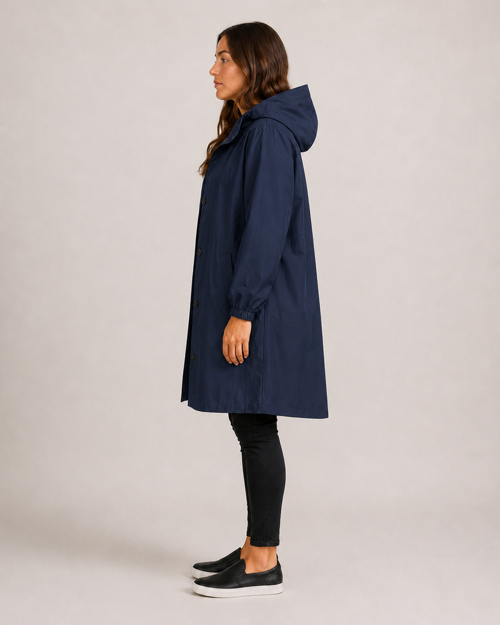 Lightweight Tailored Mid-Length Raincoat for Women