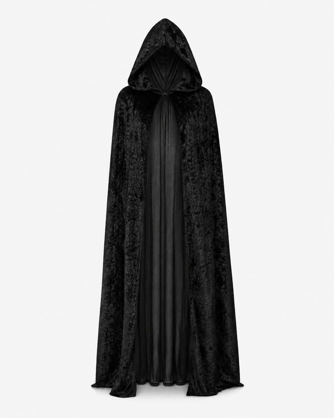 Ankle Length Black Velvet Hooded Cape for Women | Halloween Costume Accessory