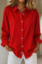 Button-Down Blouse for Women | Long Sleeve Lightweight Fit