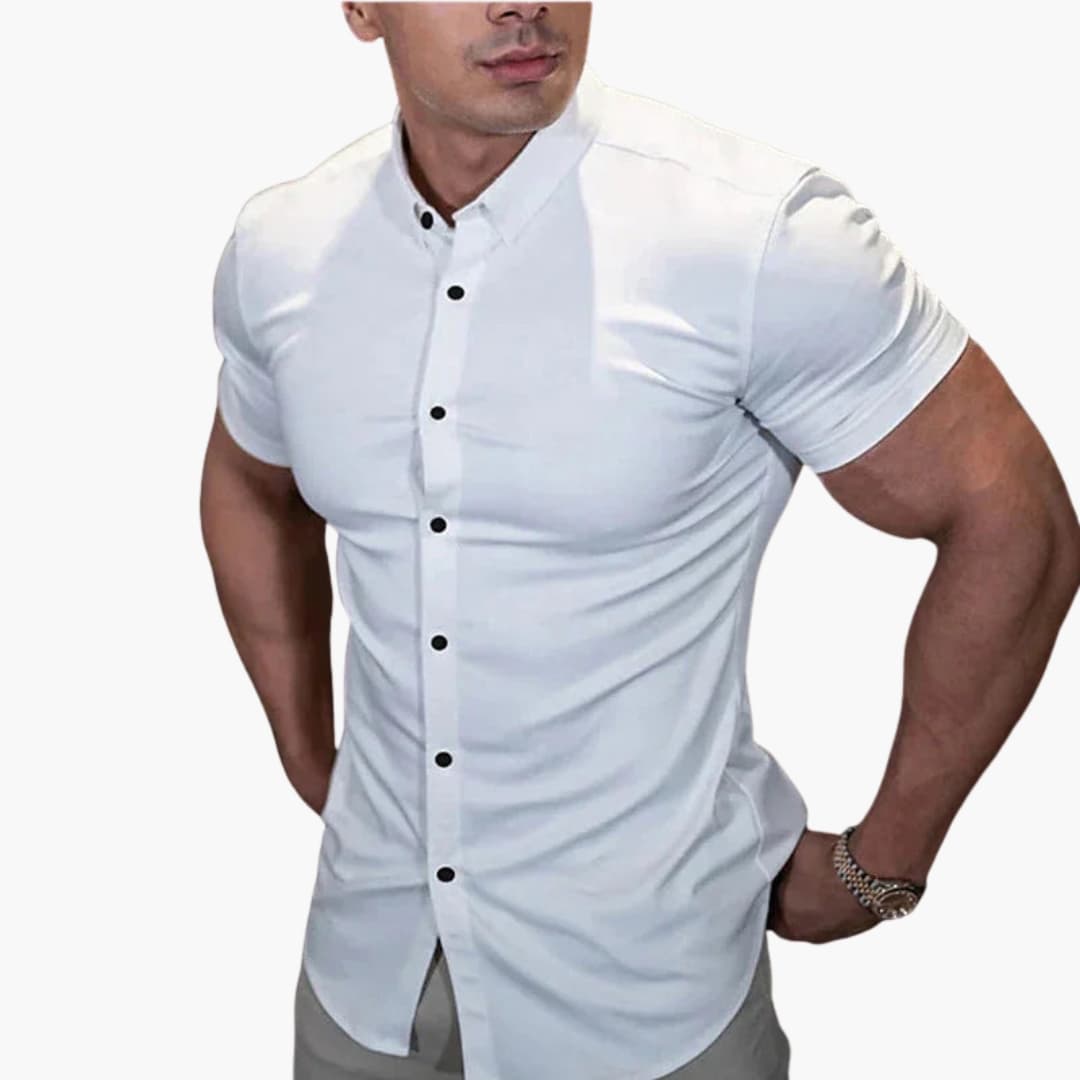 Men Shirt | Slim Fit with Short Sleeves and Button Front
