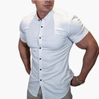 Men Shirt | Slim Fit with Short Sleeves and Button Front
