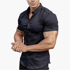 Men Shirt | Slim Fit with Short Sleeves and Button Front