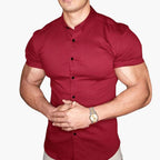 Men Shirt | Slim Fit with Short Sleeves and Button Front