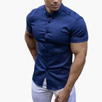 Men Shirt | Slim Fit with Short Sleeves and Button Front