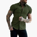 Men Shirt | Slim Fit with Short Sleeves and Button Front