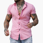 Men Shirt | Slim Fit with Short Sleeves and Button Front