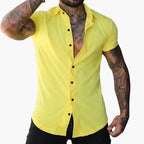 Men Shirt | Slim Fit with Short Sleeves and Button Front