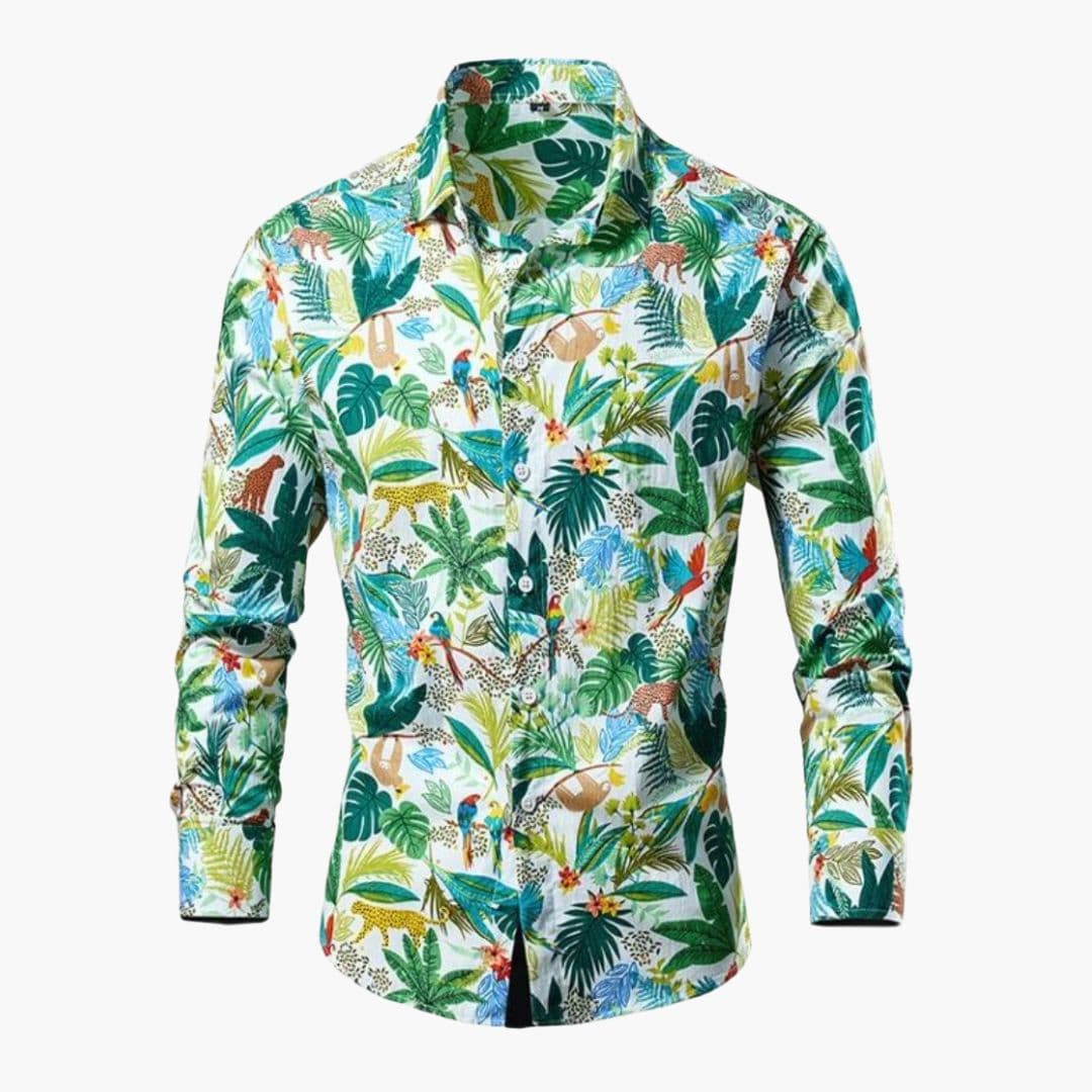 Men Shirt | Long Sleeve with Floral Print and Button Front