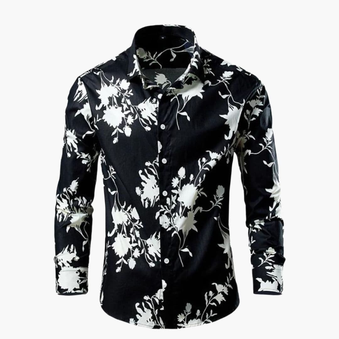 Men Shirt | Long Sleeve with Floral Print and Button Front