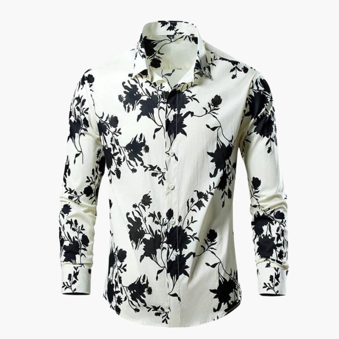 Men Shirt | Long Sleeve with Floral Print and Button Front