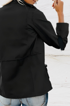 Black Open Front Relaxed Tailored Jacket for Women