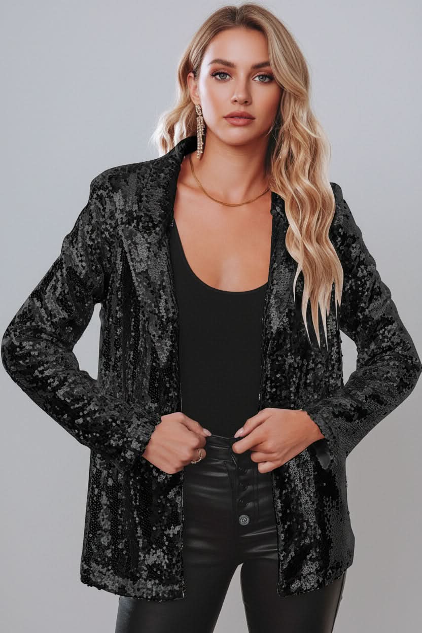 Silver Sequin Tailored Blazer for Women | Evening and Party Occasions