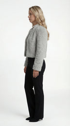 Faux Fur Short Coat with Round Neck and Straight Cut for Women
