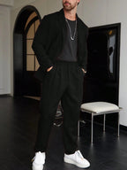 Slim Fit Two Piece Tailored Business Suit Set with Blazer and Trousers for Men