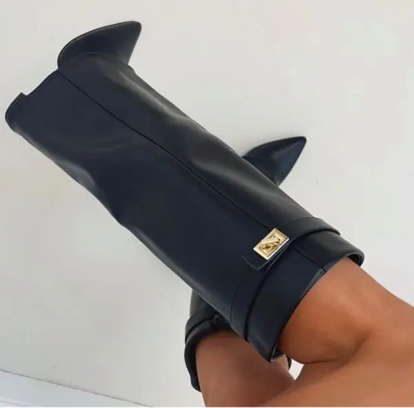 Leather or Suede Tall Heeled Boots for Women | Slim Leg Shaft Winter Wear