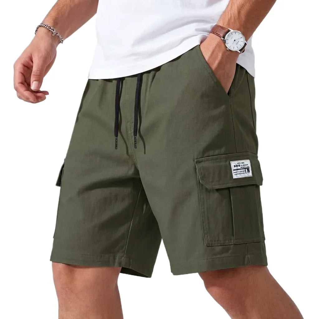 Men's Cargo Shorts with Elasticated Waist and Drawstring for Men