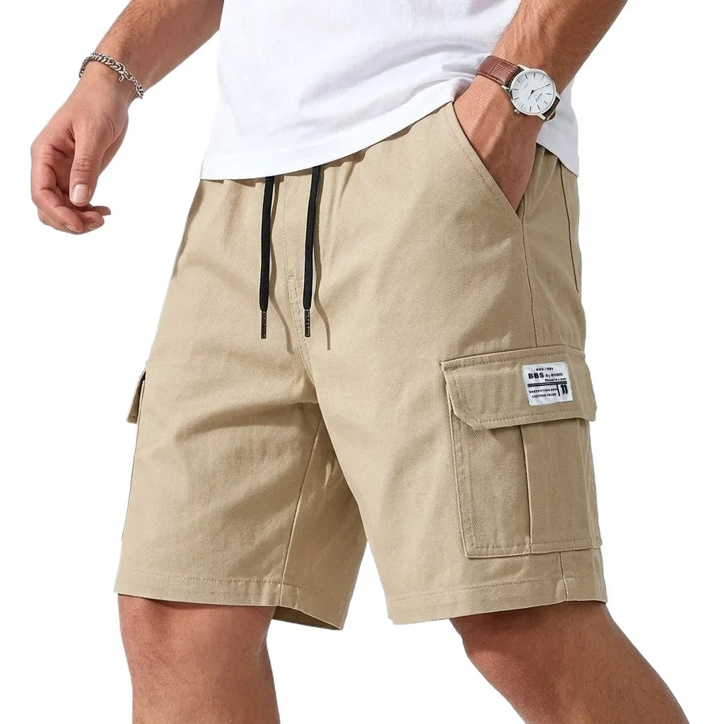 Men's Cargo Shorts with Elasticated Waist and Drawstring for Men