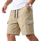 Men's Cargo Shorts with Elasticated Waist and Drawstring for Men
