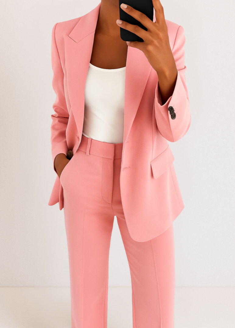 Women Suit Set | Blazer with button closure and high-waist pants