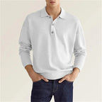Polycotton Knitted Long Sleeve Polo Shirt for Men | Collared Top