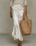 Satin Midi Dress and Knit Jumper Two Piece Set for Women | Layered Outfit