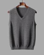 Fine Knit V-Neck Sleeveless Jumper for Men | Autumn Winter Collection