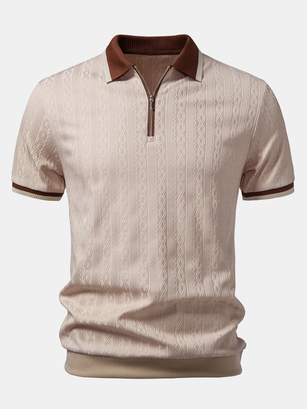 Textured Knit Quarter Zip Tailored Polo Shirt for Men | Smart Casual Style