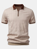 Textured Knit Quarter Zip Tailored Polo Shirt for Men | Smart Casual Style